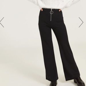 NWT Ardene Black Wide Leg Zip Pants